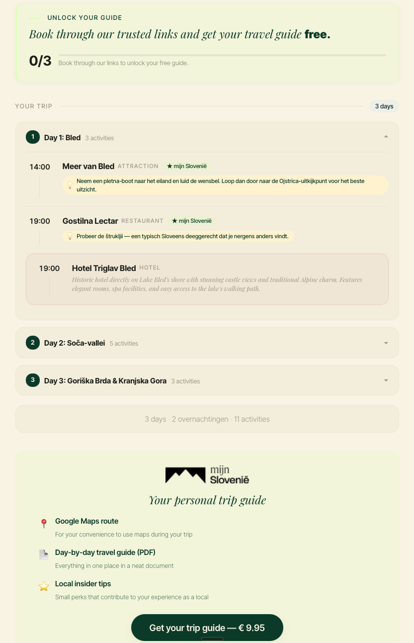 Conversion step: client commits to the trip
